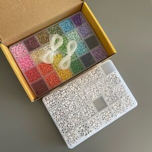 DICOBD 5mm Glass Beads for Friendship Bracelet Making with 2 Rolls of Cord